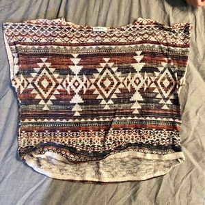 Tribal Loose Cut-Off Sleeve Top
